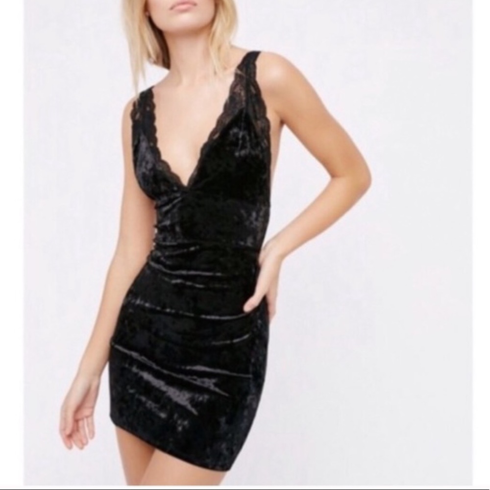 Free People Intimately Black Velvet Slip Dress XS